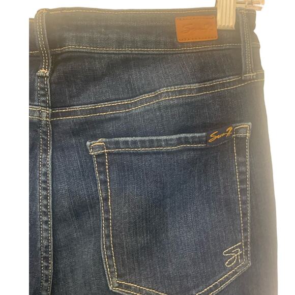 Seven7 Fashion Hayden Crop Jeans 10 Blue Womens Straight Leg Raw Hem Stretch - Picture 9 of 11